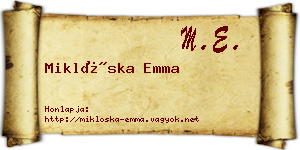Miklóska Emma névjegykártya